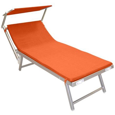 Cuscino Imbottito per Lettino Prendisole Materassino 182x60cm Tessuto Arancione