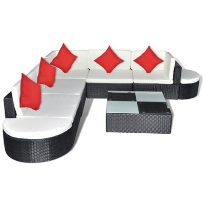 Set 27 Pz Seduta Da Giardino Mobile In Polirattan Nero