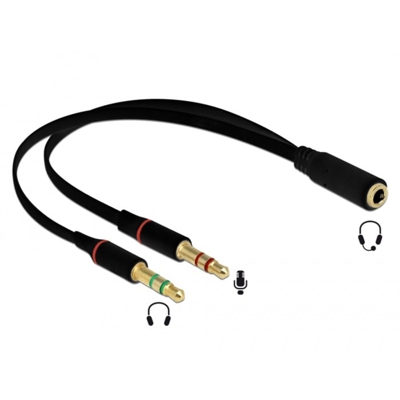 65967 cavo audio 0,2 m 3.5mm 2 x 3.5mm Nero, Adattatore