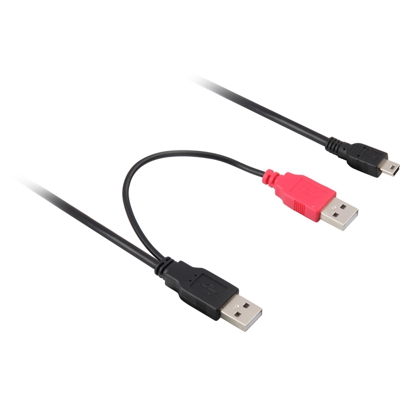 2x USB2.0-A male / USB mini 5-pin cavo USB 1 m USB A Mini-USB B Nero