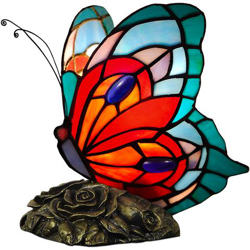 Farfalla Lampada da comodino con paralume in vetro saldato lavorazione Tiffany e base in resina bronzata AB08019 características