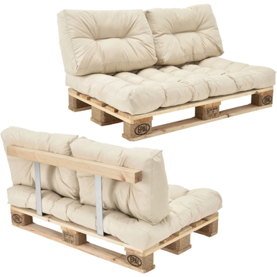 Divano paletta euro-sofá - a 2 posti con cuscino - [crema] set completo incl. Schienale con 1 pallet