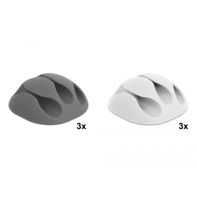 18297 organizer per cavi Scrivania/Parete Supporto per cavo Grigio, Bianco 6 pezzo(i)