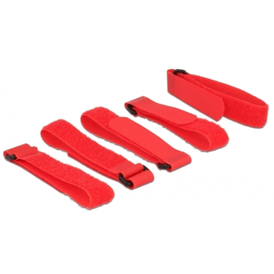 18705 Velcro Rosso 5 pz, Fascette ferma-cavo