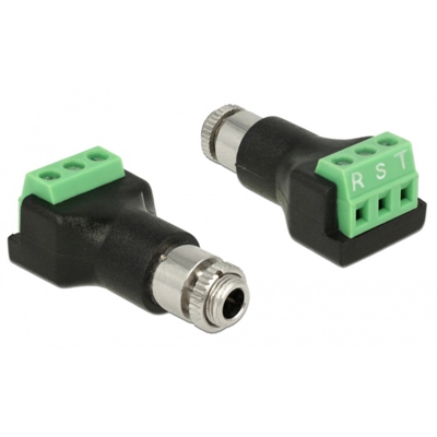 65878 adattatore per inversione del genere dei cavi 3 pin 3,5 mm Nero, Verde, Acciaio inossidabile