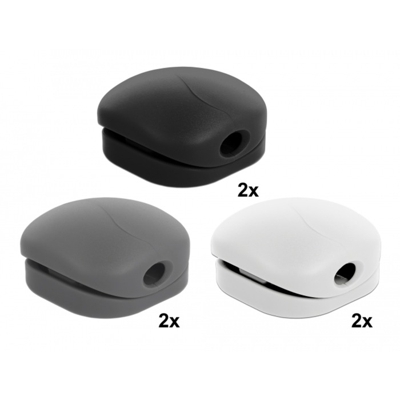 18299 organizer per cavi Scrivania/Parete Supporto per cavo Nero, Grigio, Bianco 6 pezzo(i)