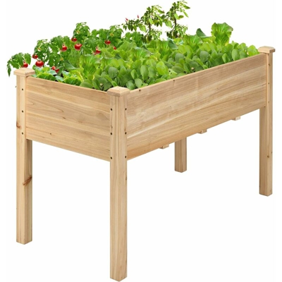 Fioriera Rialzata, Aiuola Rialzata con Barre di Supporto, Vaso in Legno di Abete per Giardino Cortile e Balcone