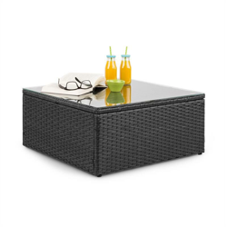 Theia Table Tavolo Lounge Polirattan Piano in Vetro nero en oferta