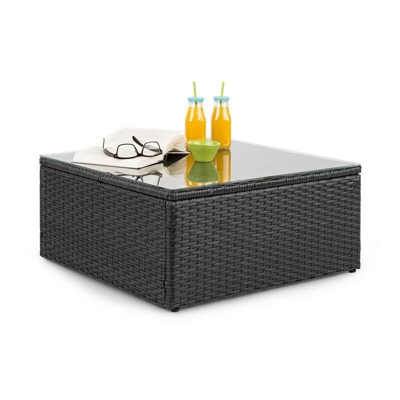 Theia Table Tavolo Lounge Polirattan Piano in Vetro nero