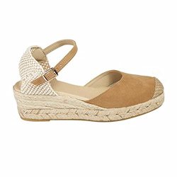 No es lo stesso – Espadrillas di iuta con zeppa, da donna, colore: muschio verde, rosso, rosa marino e mas| Sandali estivi con 3 corde, con fibbia pun características