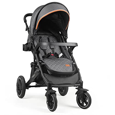 Belecoo Passeggino Leggero, dalla Nascita fino a 4 Anni, Passeggino Compatto Pieghevole con Posizione Nanna, Coprigambe, Vassoio e Cestino della Spesa