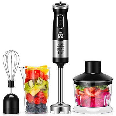 ForMe Frullatore a Immersione 4 in 1 I 700W I 2 Velocità Minipimer Mixer con Funzione Turbo I Frusta e 600 ml Tritatutto I 500 ml Tazza I Frusta I Zup