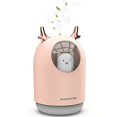 Umidificatore Ambiente Bambini Ultrasuoni con Diffusore Profuma, Umidificatore Ambienti 7 colori di Luce LED Silenzioso 12 Ore di Spegnimento Automati