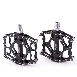 HYSENM Pedale della Bicicletta 9/16 Pollici in Lega di Alluminio CNC 3 Cuscinetti Piattaforma MTB BMX DH Fissa, Robusta e Antiscivolo, Nero, Una Coppi precio