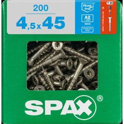 Spax vite "T-Star inclusa A2 acciaio inox 45 x 4,5 mm - 200 pezzi características