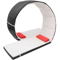 vidaXL Lettino Prendisole ad Anello in Polyrattan Nero - Nero en oferta