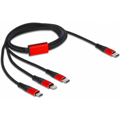 86711 cavo USB 1 m USB 2.0 USB C USB C/Micro-USB B/Lightning Nero, Rosso