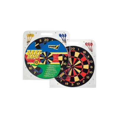 Bersaglio Sport 38cm + 6 Freccette Punta Metallo Bivalva Dart Game Gioco Punti