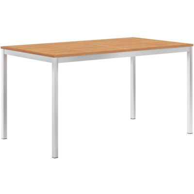 vidaXL Tavolo da Pranzo Giardino 140x80x75cm Legno Teak e Acciaio Inox - Marrone