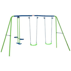 Set Altalene Da Giardino Per Bambini In Metallo E Pe - Blu Verde características