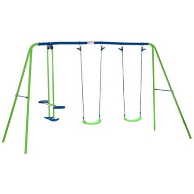 Set Altalene Da Giardino Per Bambini In Metallo E Pe - Blu Verde