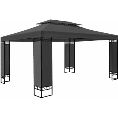 Gazebo Elda 3x4m pareti laterali rettangolare 12m² tendone da festa padiglione gazebo da giardino Antracite