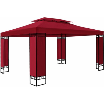 Gazebo Elda 3x4m pareti laterali rettangolare 12m² tendone da festa padiglione gazebo da giardino Rosso