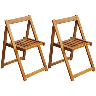 Sedie da Giardino Pieghevoli 2 pz in Legno Massello d'Acacia