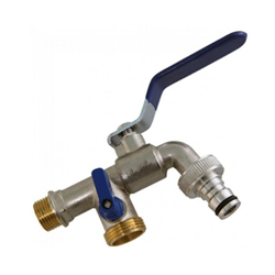 Rubinetto da giardino doppia sfera tubo 1/2" x 3/4" x 3/4" verticale en oferta