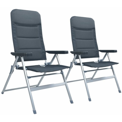 vidaXL Sedie da Giardino Reclinabili 2 pz in Alluminio Grigie - Grigio