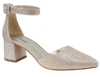 Greatonu Scarpe da Donna Mary Jane con Cinturino alla Caviglia e Cinturino alla Caviglia Glitter d'oro 40 EU