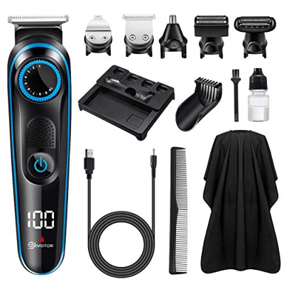 EIVOTOR Tagliacapelli Uomo Professionale Regolabarba Elettrico Regolatore Multifunzione 5 in 1 Tagliacapelli Corpo Barba Capelli Naso, Rasoio Ricarica