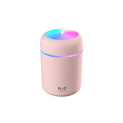 Mini Umidificatore a Ultrasuoni 300ml Usb Diffusore per Casa Yoga Ufficio Camera da Letto Auto(Rosa)