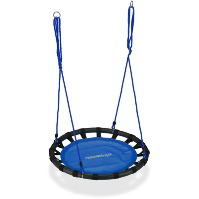 Relaxdays - Altalena da Giardino a Nido, per Bambini e Adulti, Regolabile, Ø 80 cm, Portata Max. 100 kg, Blu