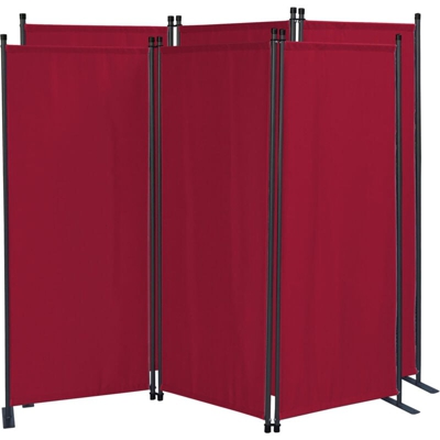 2 Pezzi Paravento da Giardino 170 x 165 cm 3 parti pieghevole Divisorio in Tessuto Protezione della Privacy Rosso Rubino