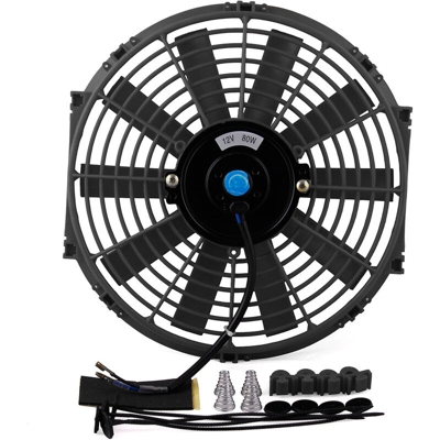 CF002A-BK Ventola di raffreddamento del radiatore elettrico reversibile universale da 12 pollici 80 W 12 V Push Pull con kit di montaggio