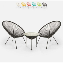 Set esterno giardino Acapulco 2 sedie spaghetti 1 tavolo rotondo 50cm Flaw | Nero precio