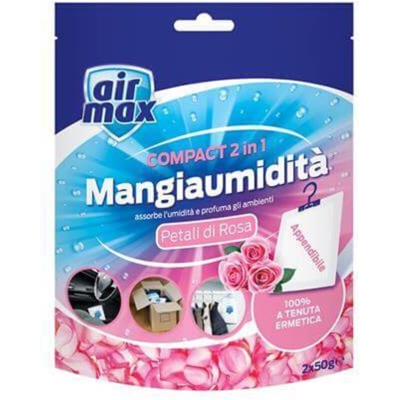 Mangiaumidità Airmax Appendibile Compact 2 In 1 Profumazione Petali Di Rosa 2X50G