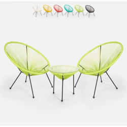 Set esterno giardino Acapulco 2 sedie spaghetti 1 tavolo rotondo 50cm Flaw | Verde características