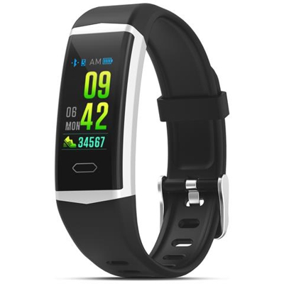 Activity Tracker AT805 Resistenza all'Acqua IP68 Display a Colori GPS / Bluetooth per Fitness con Cardiofrequenzimetro e Pedometro Nero - Euopa