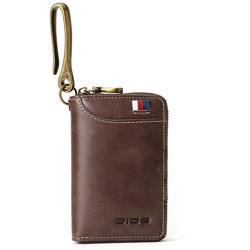 Portachiavi per auto in pelle stile retro da uomo con gancio ad anello Portachiavi con portamonete Portachiavi Portachiavi ID Portachiavi (Khaki) características