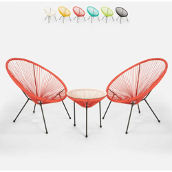 Set esterno giardino Acapulco 2 sedie spaghetti 1 tavolo rotondo 50cm Flaw | Rosso en oferta