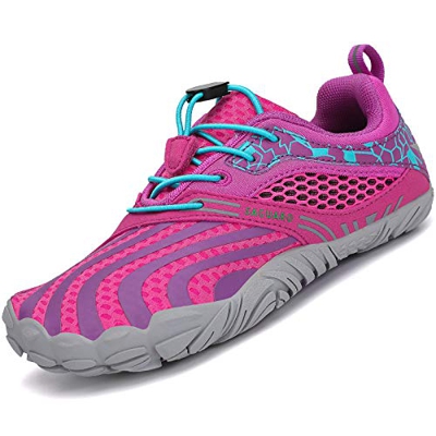 Minimaliste Barefoot Ragazze Ragazzi Scarpe da Immersione Scoglio Trail Running Camminata Rosa Rossa Gr.26
