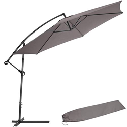 TecTake 403428 Ombrellone Parasole da Giardino (3,5M.), Protezione dai Raggi UV, Giardino Terrazzo Balcone, Grigio, incl. Telo di Protezione precio