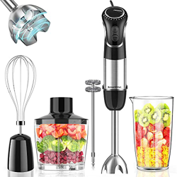 Bonsenkitchen Frullatore ad Immersione, Frullatore Frusta Acciaio Inossidabile 5 in 1 con 12 velocità regolabili, tritatutto da 500 ml, misurino da 60 precio