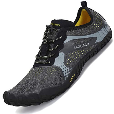 Saguaro Scarpe da corsa a piedi nudi, asciugatura rapida con suola spessa e morbida per unisex adulto 12 Uk Nero