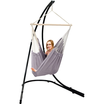 Supporto Amaca con XXL Sedia Sospesa 360° Poltrona Dondolo Giardino Grigio