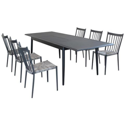 Imperium - Set Tavolo In Alluminio Cm 160/240 X 90 X 76 H Con 6 Sedute en oferta