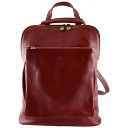 Zaino Tracolla In Vera Pelle Colore Rosso - Pelletteria Toscana Made In Italy - Zaino características