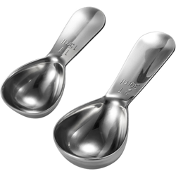 2 pezzi misurini per caffe 1 cucchiaio e 2 cucchiai in acciaio inossidabile con manico corto cucchiai dosatori per caffe te zucchero,D'argento precio
